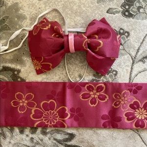 Authentic Japanese obi and ribbon set